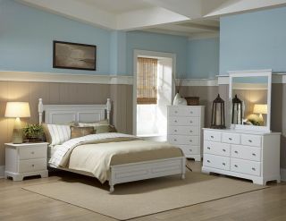 Cottage Style Cal KNG Eastern King Queen and Full Size Bed White Finish Wood