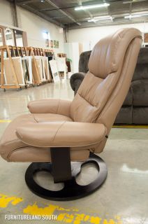 Lane Home Furnishings UPH Rebel Tan Leather Reclining Chair and Ottoman