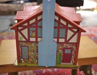 Vintage 1969 Fisher Price 952 Suburban Tudor Doll House w 2 People 3 Beds Table