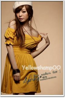 Off Shoulder Empire Waist Boho Dress Yellow