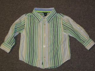 Baby Gap Green Yellow Stripe Dress Shirt Boy 18 24 M