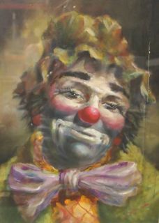 Original Oil on Canvas Signed by Artist 'The Clown' Signed Rodon
