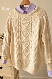 Fashion Women Vintage Cable Knit Sweaters Pullover Jumper Retro Outwear Cardigan