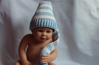 Cute Newborn Baby Crochet Knit Christmas Beanie Hat Girl Boy Blue White New