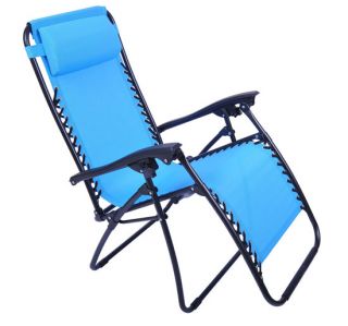 Outdoor Zero Gravity Chair Chaise Folding Recliner Lounge Chairs Patio Pool Blue