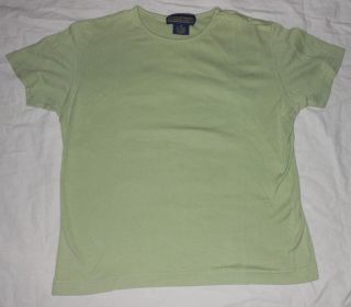 Herman Geist Women's Light Green Knit Short Sleeve Cotton Blend Top Size S