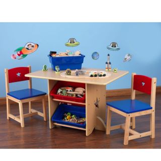 KidKraft Star Wooden Table Chair Set w Toy Storage Bins from Brookstone