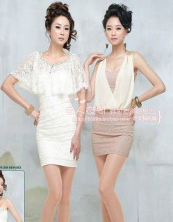 New Womens Korean Fashion Sexy Lace Cape Sleeve Sweet Mini Dress E658 TQ
