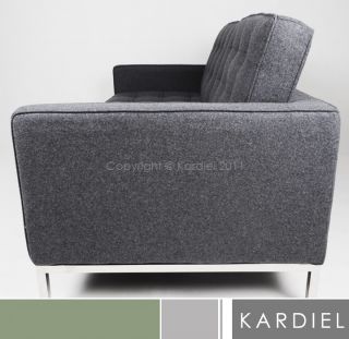 Florence Knoll Loveseat Tweed Wool Charcoal Grey Chair Modern Sofa Vintage Retro