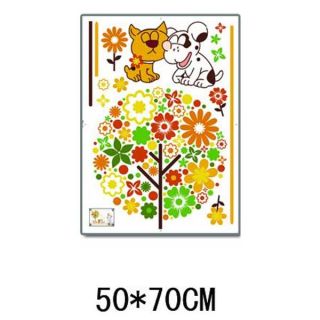 Colorful Tree Cartoon Cat Dog Wall Sticker Decal 3D 8248