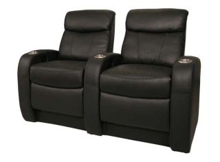 Rialto Home Theater Seating 2 Back Row Seats Black Leather Power Chairs