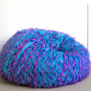 Large Lush Soft Shaggy Fur Bean Bag Blue Pink Cloud Chair Beanbag for Lounge