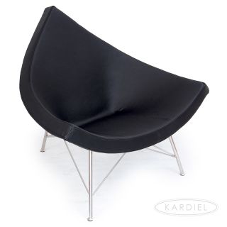 Coconut Chair Black Standard Leather Classic Modern Nelson Retro Danish Seat