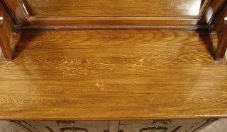 Antique English Oak Art Noveau Mirrorback Buffet Sideboard Server c1905 E47