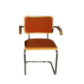 Vintage Virco Breuer Style Tubular Arm Chair