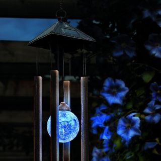 Colour Changing Solar Wind Chime Light Lamp Lantern Outdoor Garden Patio Crackle