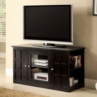 Solid Wood Black Finish Wood Entertainment TV Stand