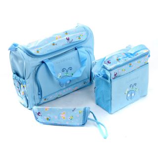 Blue Ladybird Pattern Baby Diaper Nappy Changing Bag 4pcs Mummy Set Handbag New