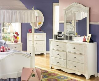 Canopy Bedroom Suite Ashley Exquisite Twin Girls White