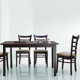 Keitaro Dark Brown 5 Piece Modern Dining Set Wood Kitchen Dining Table Chairs