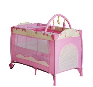 Portable Baby Child Kid Travel Cot Playpen Play Pen Bed Bassinet Entryway Pink
