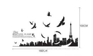 Paris Eiffel Tower Living Room Removable Quote Vinyl Wall Decals Stickers XY1002