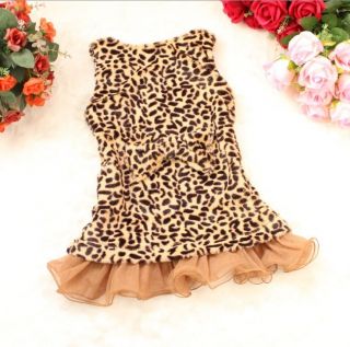 New Toddler Girls Fleeced Leopard Waistcoat Tutu Sundress Princess Skirt Outwear