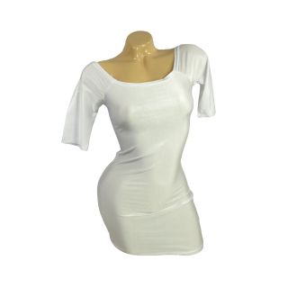 Sexy Women Skirt White UV Glow Sexy Clubwear 3 4 Sleeve Mini Dress Lycra 298