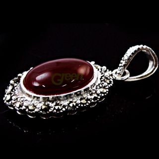 New Women Lady Agate 925 Thai Silver Necklace Pendant Jewelry Drop High Quality