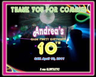 Neon Glow Birthday Party Ticket Invitations VIP Pass Favors U Print