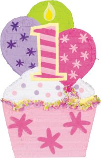 1st Birthday Cupcake Pink Giant Pinata