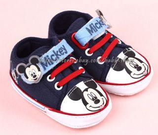 Baby Boy Mickey Mouse Crib Shoes Walking Sneakers Size 0 6 6 12 12 18 Months