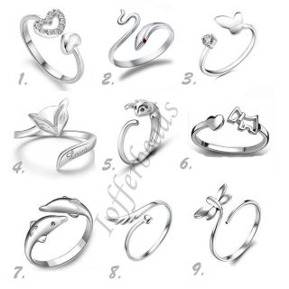 925 Sterling Silver Ring Finger Fashion Women Lady Ring Opening Adjustable Gift
