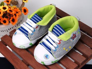 New Toddler Baby Boy Gray Green Tennis Shoes UK Size 4 A932