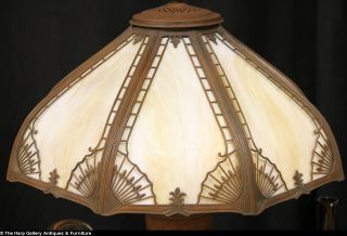 Stained Glass Curved Panel Lamp 1915 Antique