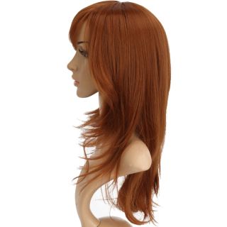 New Fashion Anime Straight Long Layered Cosplay Wigs Hair Brown