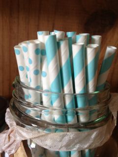 25 Old Fashioned Vintage Style Paper Straws Party Stripes Pick Color Polka Dot