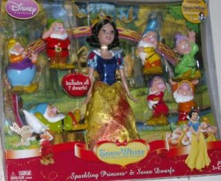 Disney Sparkling Princess Snow White Doll 7 Dwarfs