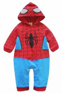 Baby Boys Romper Toddler Infant Spiderman One Piece Pajamas Coat Size 0 24M 2T