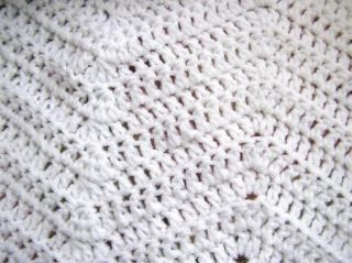 Chevron Crochet Baby Blanket Afghan Christening Baptism White Handmade Ripple