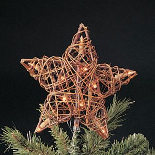 Nat Rattan 3 D Star Christmas Tree Topper Clear Lights