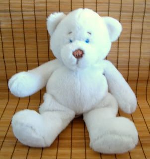 Baby Ganz White Stuffed Blue Eyes Bear Plush Lovey Toy