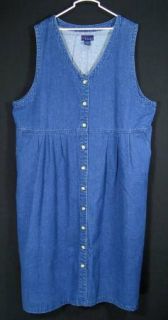 Women's CST Blues Sleeveless Denim Jumper Jean Dress Plus Size 22 modest W70