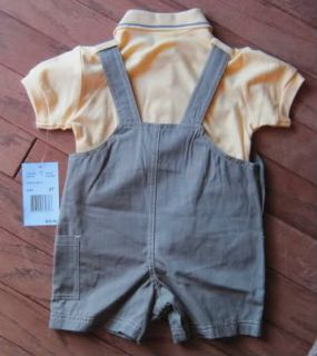 Toddler Boys Overalls Olive Green Overalls Yellow Shirt Baby Great Guy Size 2T