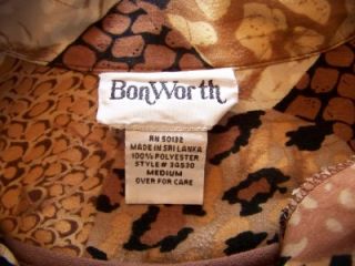 Ladies Bon Worth BonWorth Animal Print Short Sleeve Blouse w Tank Size M
