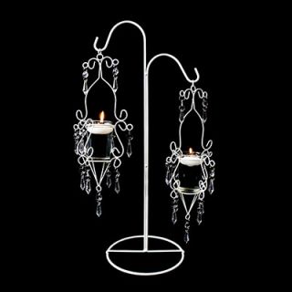 24 Pcs Chandelier Hanging Metal Glass Votive Candle Holder Stand Wedding Decor