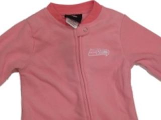 Infant Girls Pink Fleece Seattle Seahawks Sleeper 6 12