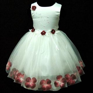 UK 1811T R476 Red Christmas Party Flowers Girls Pageant Dress Age 9MT 1 2 3 4 5Y