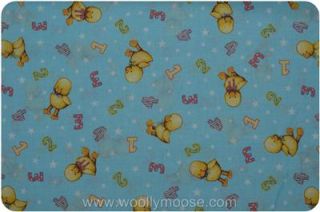 Half Yard Daisy Kingdom Blue Jean Teddy Bear 123 Out of Print Chicks Blue Fabric