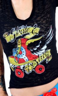 Skate Destroy Roller Derby T Shirt Rockabilly s XL